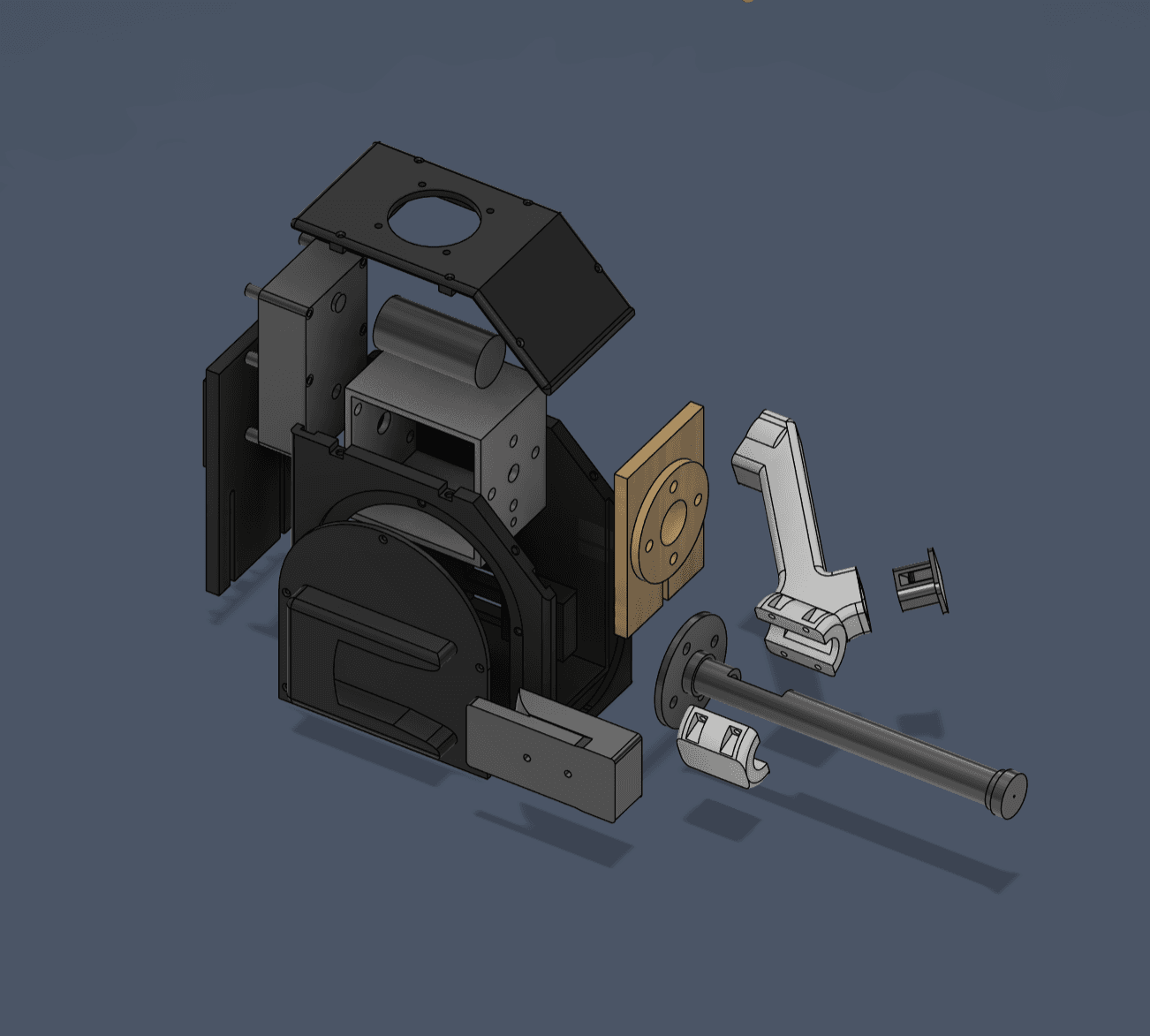 Exploded CAD view of the FilaStruder assembly