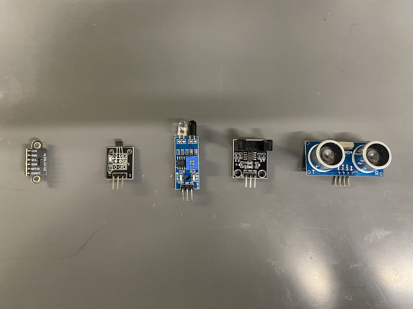 The four sensor modules evaluated during Week 4 testing