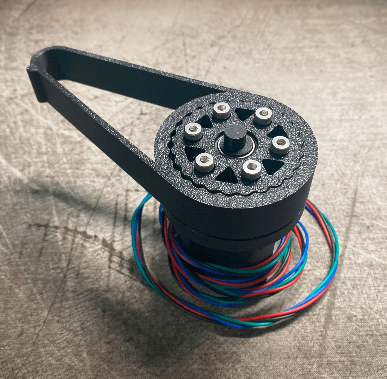 CAD render of the cycloidal disk geometry inside the ring assembly
